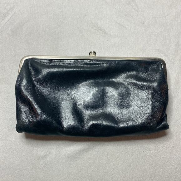 HOBO black leather wallet with silver hardware - Picture 2 of 7